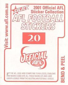 2001 Select AFL Stickers #20 Tyson Edwards Back